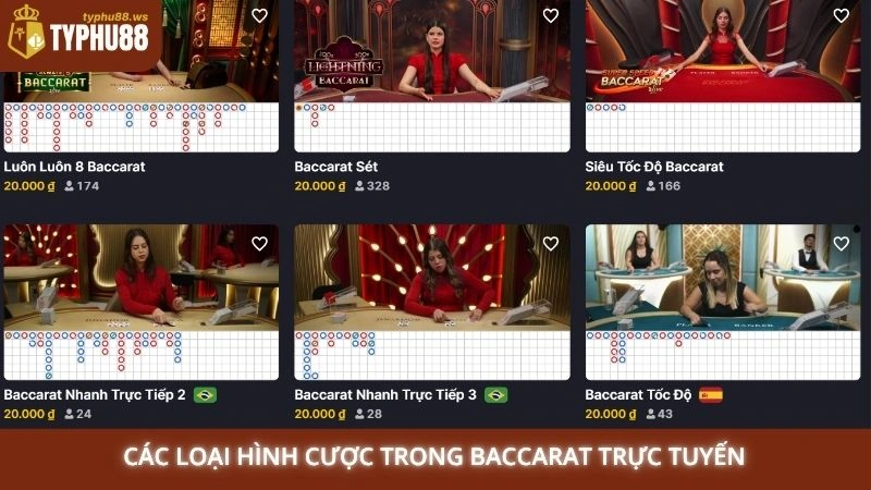 Các loại hình cược trong Baccarat trực tuyến