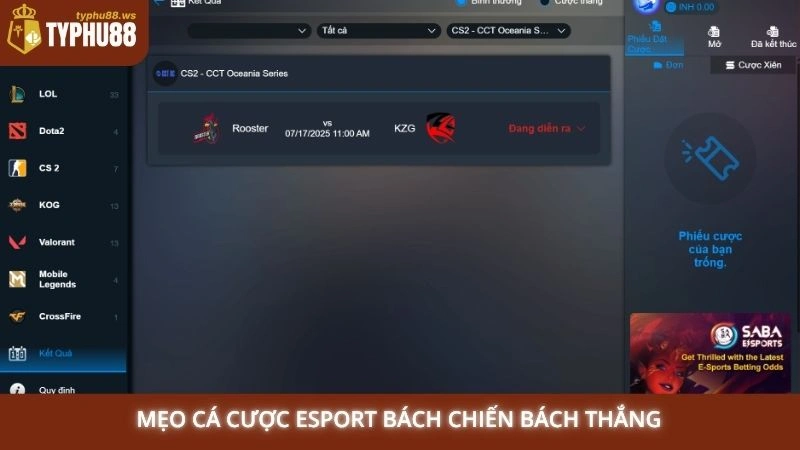 Mẹo cá cược Esport bách chiến bách thắng