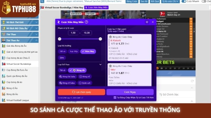 So sánh cá cược thể thao ảo với truyền thống