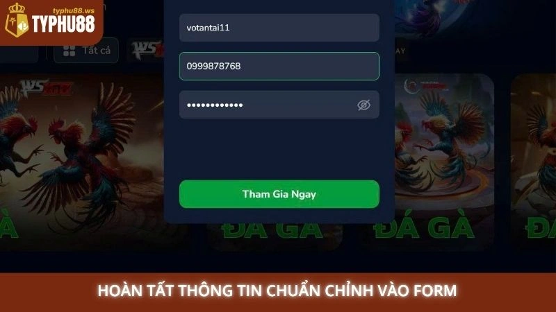 Hoàn tất thông tin chuẩn chỉnh vào form