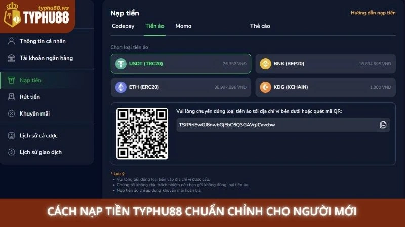 Cách nạp tiền Typhu88 chuẩn chỉnh cho người mới