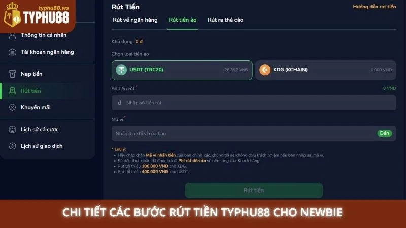 Chi tiết các bước rút tiền Typhu88 cho newbie